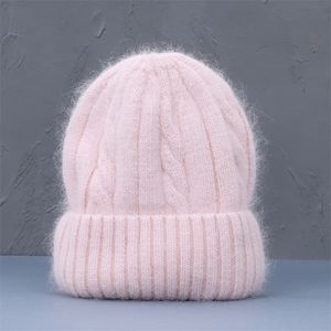 Cha de caxemira fêmea Blend Winter Hat Long Pele quente Chapéus de malha de malha de malha Skullies Beanies Wholesale 220817