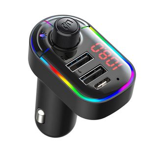 C12 CAR MP3 Bluetooth FM Verici Araba Kiti Renkli Atmosfer Solunum Işık PD Daul USB Hızlı Şarj 5V 3.1a