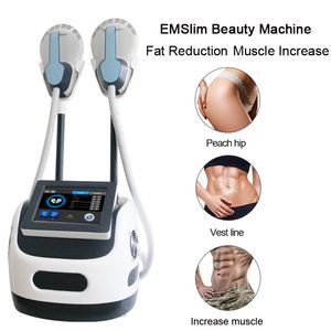Kas Stimülasyonu EMS Zayıflama Makinesi Kas Elektromanyetik Selülit Azaltma 2 Kulp Stimülatör Eğitmeni Yüksek Enerji Odaklı Güzellik Ekipmanları