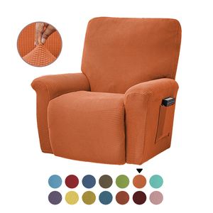 1-Sitzer-Liegestuhl-Stretch-Sofabezug, 4-teilig, einfarbig, elastisch, Spandex-Möbel, weicher Couch-Schutz