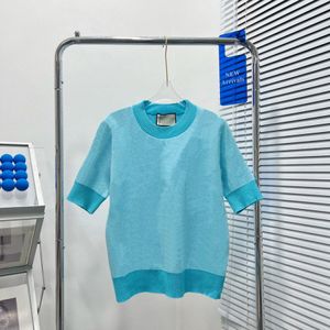 Kadınlar En İyi Yaz Kısa Kollu Kazak Tees Kadın O-Neck Örgü Moda Ins Style Modaya Mektup Baskı Üst Lady T-Shirt Yüksek Kaliteli Örgü Gömlekler