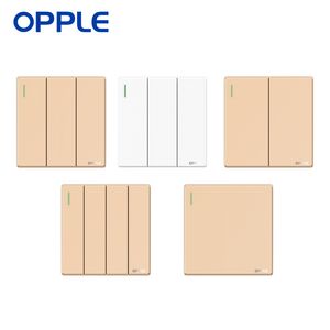 OPPLE Wall Light Safety Switch Socket 1/2/3/4Gang Golden White Home Hotel Fireproof Fluorescence