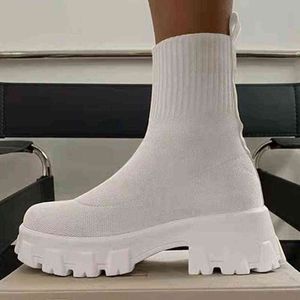 Women Boots 2022 Platform Boots For Ankle Autumn Winter Shoes Women Chunky Heels Botas Mujer White Sock Platform Shoes Female Y220729