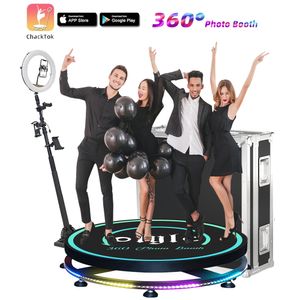 Máquina de cabine de vídeo 360 com logotipo grátis Ring Light Selfie Stand Acessórios para 5 pessoas em pé com controle remoto Auto Rotation Photo Booth 360