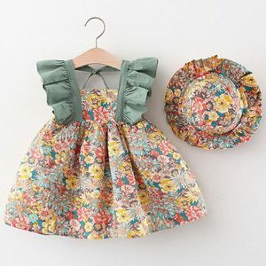 Girl's Dresses Born Baby Girl Dress Floral Ruffle Princess Cotton Sleeveless Infant Clothes Summer Sunhat Sundress 1 Year BirthdayGirl's