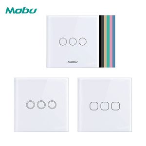 Mobu Luxury Wall Touch Switch Sensor da UE Light Power Crystal Decoration Glass 3Gang 1way T200605
