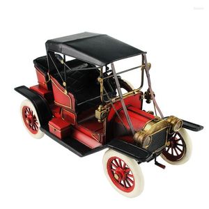 İç dekorasyonlar Vintage Demir Wecker Araba Modeli Antik 5 Tekerlekler Süsler Figürin Retro El Sanatları Eski Minyatür Ev Dekoru Hediye Hediye