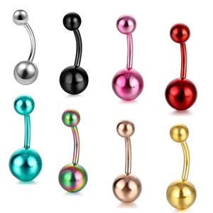 14G Paslanmaz Çelik Göbek Düğmesi Halkaları Renkli Çift Top Vücut Göbek Halkası Barbell Erkekler için Kadın Vücut Piercing