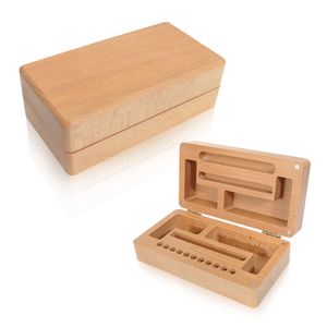 Деревянная коробка для курения для курения с проката натуральный деревянный табачный и травяной ящик для хранения для аксессуаров для труб Оптовая