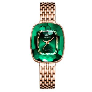 Нарученные часы wiilaa brand women watch bracelet set green dial simple rose gold mesh Люкс модная квадратная квадратная дама Quartz watc