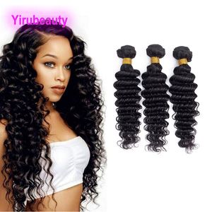 Brazilian Human Hair 3 Bundles Deep Wave Peruvian Indian Malaysian Double Wefts 10-30inch Curly Hair Products Three Pieces