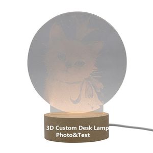 USB Power 3D Print Inductional Potext Night Light Wood Base Dest Lamp Lass День день рождения дети 220623