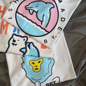 Сделанный человеческий маленький свежий дельфин белый медведь мороженое с коротким рукавом Tee стиль мужской и женской футболки летом
