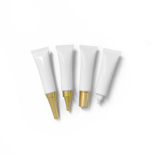 15G 20G PE Yumuşak Tüp Göz Kremi Örnek Paketi Şişeleri Beyaz Hortum Farklı Kapaklar Ile Küçük Kozmetik Konteyner