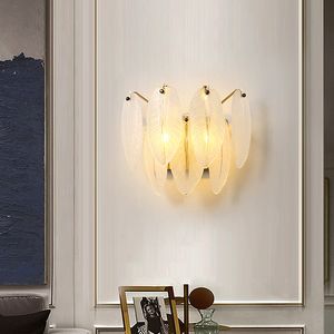 Federdesign Wandlampen gefrostete Glas LED LED GOLD METAL Leuchttübung für Flur Korridor Wohnzimmerstudium Bett