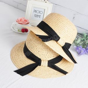 Chapéu de verão para Women Beach Raffia Straw Sun Hat Panamá Fedora Cap Brim Brim UV Feminino