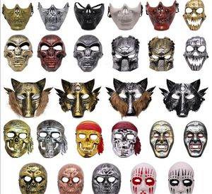 Halloween Skull Mask Spaventoso Scheletro Guerriero Pirata Full Face Protector per Cosplay Masquerade Party Costume Puntelli Vintage Mutil Designs