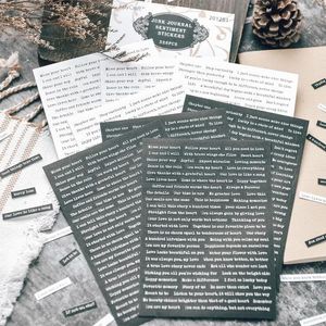 Confezione regalo 8 fogli nero bianco parole frasi adesivi materiale per scrapbooking carta etichetta diario cancelleria decorazione vintage adesivo regalo regaloGi
