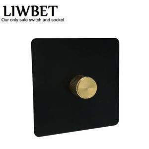 Siyah renkli dimmer anahtarı ve altın renkli metal düğmesi ve LED lamba T200605 ile çalışabilir