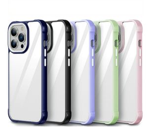 Цветные матовые прозрачные жесткие чехлы для телефонов из поликарбоната с окантовкой для iPhone 14 13 12 Mini 11 Pro Max XS X XR 6 7 8 Plus с четырьмя углами