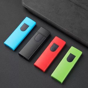 USB şarj edilebilir daha hafif elektronik sigara alevsiz puro dokunmatik ekran anahtarı 5 renk Renkli rüzgar geçirmez sigara içme endüktif çakmaklar araç aksesuarları