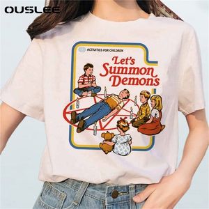 Ouslee yaz iblis kadın s t shirt harajuku korkutucu karikatür erkekler s tee üstler şık ullzang grim kötülük serisi tshirt kadın sokak kıyafeti 220708