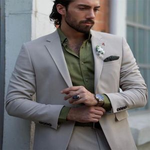 Erkek Suit Blazers Düğün Takım Damat Açık Gri Bir Düğme Resmi İnce Uygun 2 Parçası Özel Smokin Erkekler Giyim İşletme