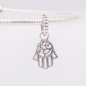 Koruyucu Hamsa El Dangle Pandora Terimleri Bilezik için DIY Mücevher Yapma Kitleri Gevşek Boncuk 925 Gümüş Düğün Hediyesi 799144C00