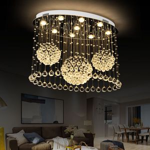 Oval kristal tavan avize oturma yemek odası için modern led yaratıcı lamba kapalı aydınlatma paslanmaz cristal ışık fikstür
