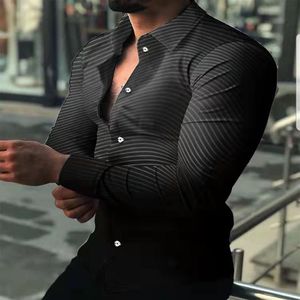 T-shirt da uomo Camicia a maniche lunghe Cardigan con bottoni di lusso sociale hawaiano Camicetta di lino Monopetto Colletto rovesciato per uomo Abbigliamento