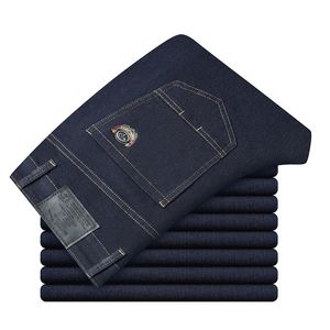 Spring Mens Stretch Business Black Blue Jeans Classic Style Fashion Casual Fit Denim Брюки мужского бренда 201111