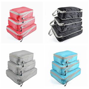 Storage Bag Luggage Suitcase Organizer Set Foldable Waterproof Nylon Packing Cubes Travel Bags 3pcs/ lot