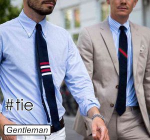 Sıska Erkekler İçin Erkek Kravat Kravatları Örme Neckwear Marka Bağları Stripes Baskı Erkek Boyun Bağları Elbise Gömlek 2 PC/Lot 0cma