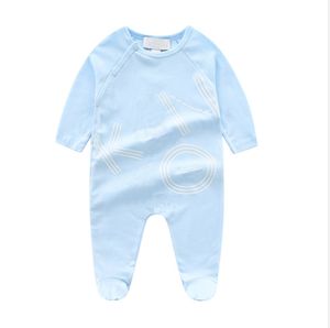 Perakende toptan bebek atlayıcılar çocuk tasarımcısı logo tulumlar kıyafetler yeni doğan erkek ve kız kıyafetleri uzun kollu mürettebat boyun bebek tulum