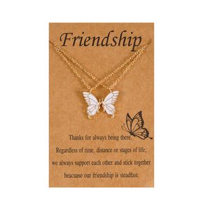 Sevimli kelebek dostluk kolye ile dilek kartları için hediye kolyeleri kadınlar kelebek kolye kolye