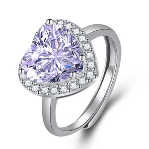 Lüks kadınlar kristal kalp şeklindeki nişan yüzüğü gül altın ayarlanabilir halkalar kız arkadaşı yıldönümü hediye parti takı