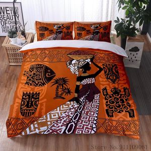 Bedding Sets Style Ethnic African Mask Dança Conjunto de Passagem e Tampa de Duvet Quarto Polyéster Decorativo Casa TêxtileBedding