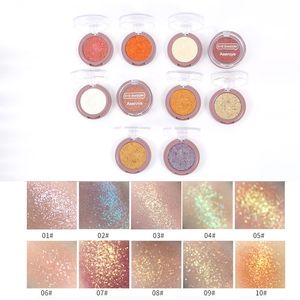 Asaruya Moonlight Ombretto singolo 10 colori Tastiera Punta delle dita Pigmento Brillante Oro Verde Glitter 3D Ombretto nudo Tavolozza Set trucco Cosmetico