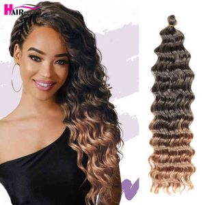 Ocean Wave Braiding Hair Extensions Afro Curls Natural Synthetic Braid 24" Deep Wavy Crochet African Expo City 220610