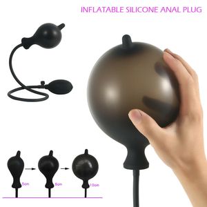 Şişme silikon büyük büyük anal fiş dildo pompa dilator genişletilebilir hiçbir vibratör popo topları seksi oyuncak stimülatörler