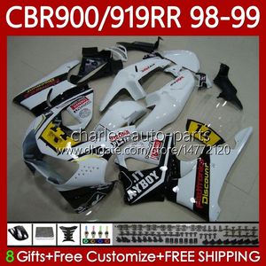 Honda CBR 900 919 RR CC 98-99 Yıl Bodys için Kodu 127N0.26 CBR 919RR 900RR Siyah Beyaz 900CC 919cc CBR919 CBR900 RR CBR919RR 98 99 CBR900RR 1998 1999 PERSERING SICK