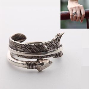 Parti dekorasyonu vintage şahin tüy ok yüzüğü erkekler için kadınlar gümüş boyutu 7/9/11 mücevher hediye sparty