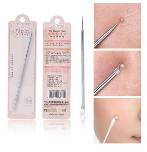 Ago a doppia estremità Comedone Comedone Acne Pimple Blemish Extractor Remover Aghi in acciaio inossidabile Rimuovi strumenti Cura della pelle del viso Detergente per pori