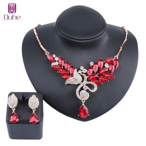 Luxury Crystal Flowers Jewelry Sets Necklace Earrings Set Bridal Wedding Engagement Jewellery Costume Accessories Gift Sets