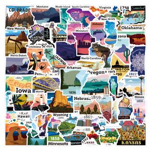 52 adet Renkli Güzel ABD Eyaletleri Amerika Haritası Çıkartmalar Milli Parkı Çıkartmalar Graffiti Sticker