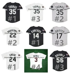 Frank Thomas White Sox Beyzbol Forması Chicago Ken Griffey Jr. Paul Konerko Bo Jackson Scott Podsednik Joe Crede Juan Uribe Jermaine Boya Siyah Beyaz Gri Boyut S-4XL