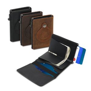 Outdoor-Taschen für Air-Tag-Brieftasche, Premium-Echtleder-Halter, Anti-Verlust-Schutzhülle, RFID-Multifunktion