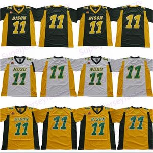 CEOA3740 NCAA ndsu Bison 11 Carson Wentz Jersey Jersey Yellow Green White North Dakota Государственного колледжа футбол