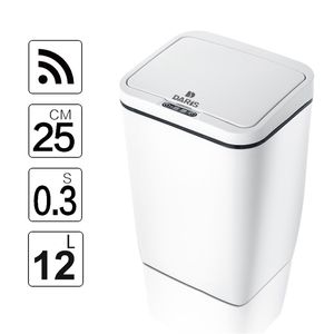 12 Liters White Smart Bathroom Toilet Trash Can Electronic Automatic Sensor Large Capacity Trash Bin Tin for Kitchen Bathroom 220408