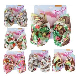 JOJO swia 8inch Cute animals tree shrew Bows for Girls Christmas sloths Hair Bows With Clips Bowknot Handmade Hair Accessories308F